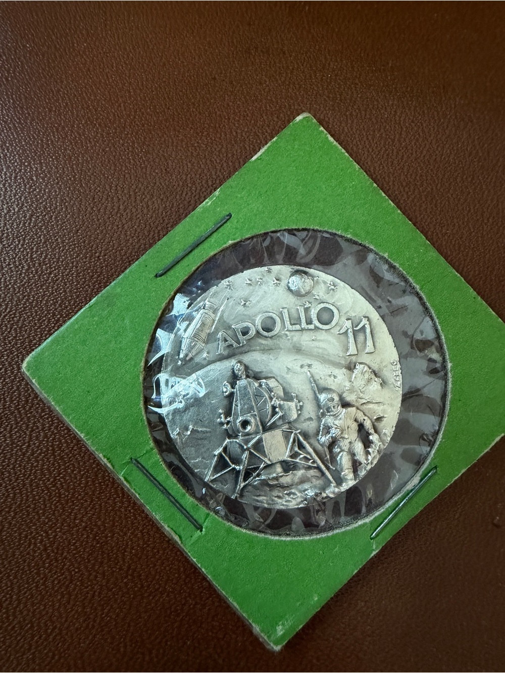 Apollo 11 Commemorative Silver Coin Replica - Green Holder